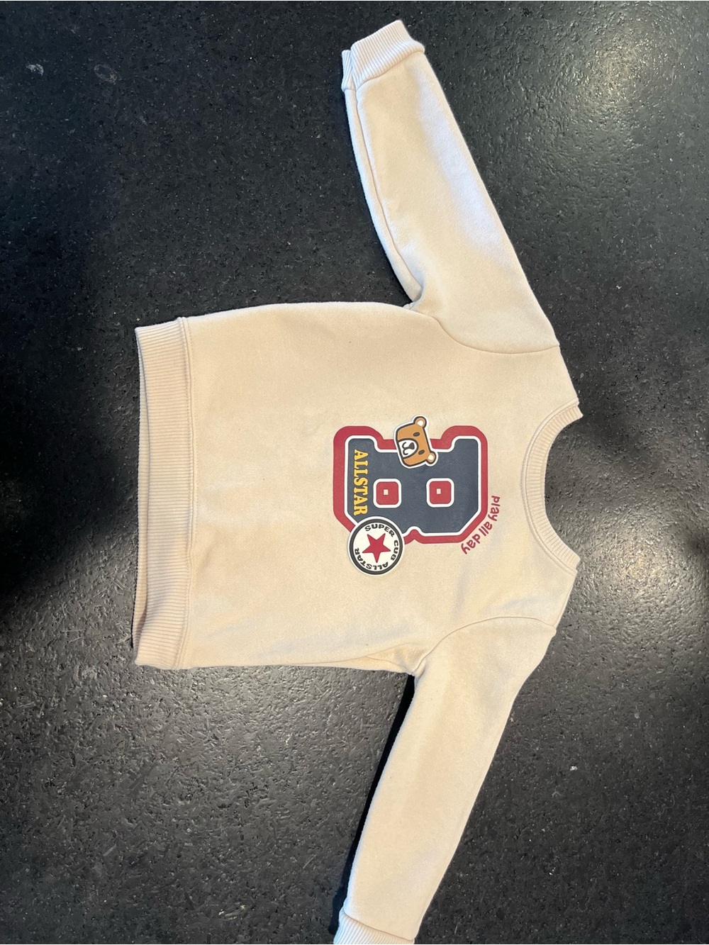 Kids Cream Graphic Pullover Sweatshirt - Allstar Bear Design